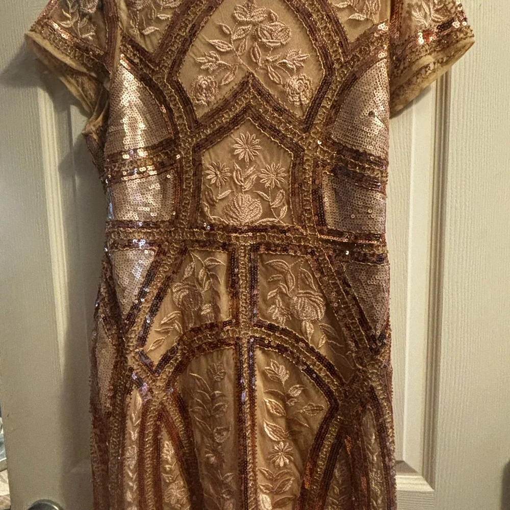 Lulu’s rose gold beaded art deco mini dress - Picture 5 of 7